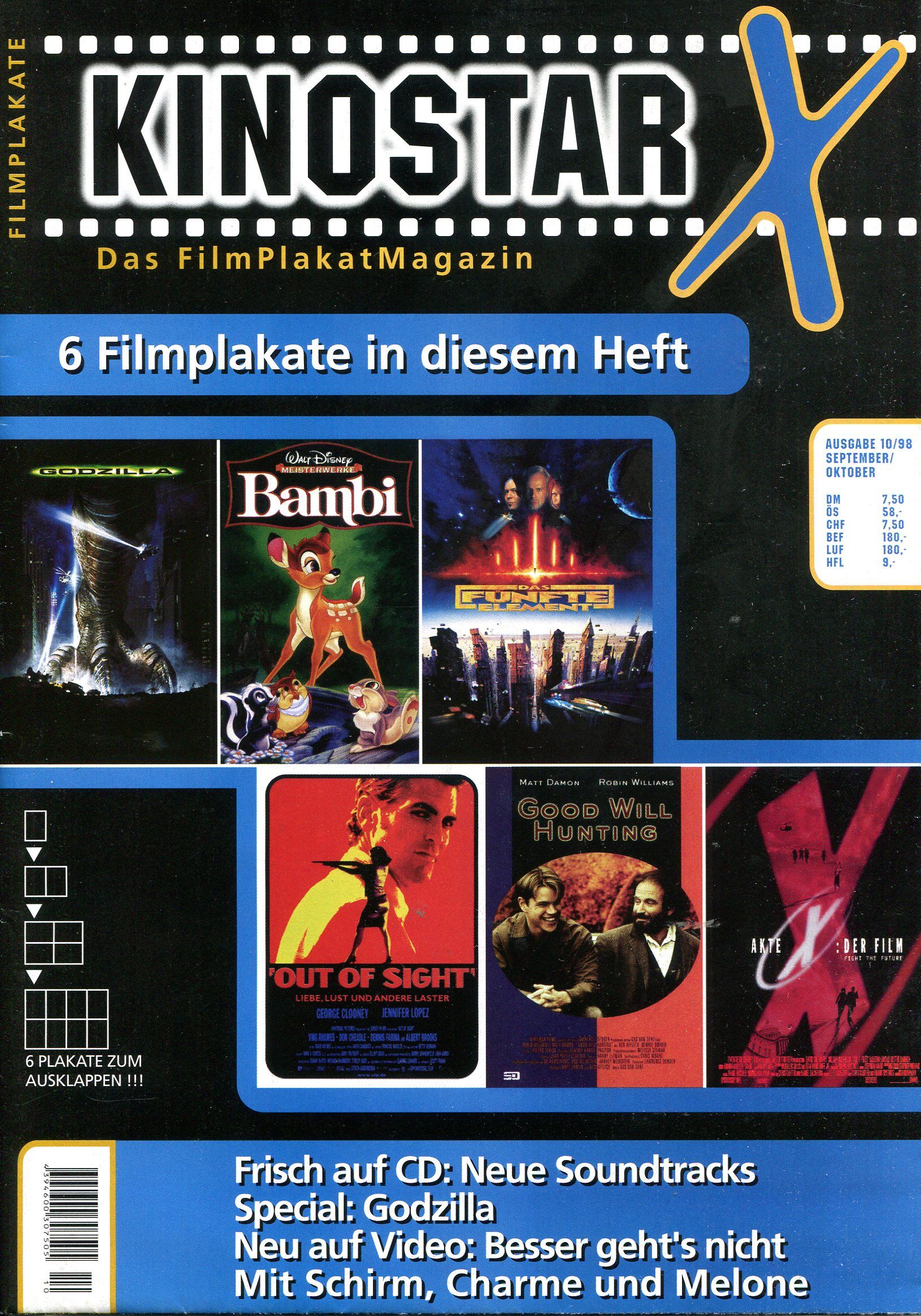 KINOSTAR X magazine side cover Issue 10  October/November 1998