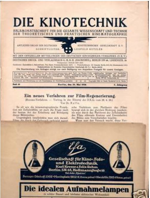 KINOTECHNIK | DIE magazine side cover  1926