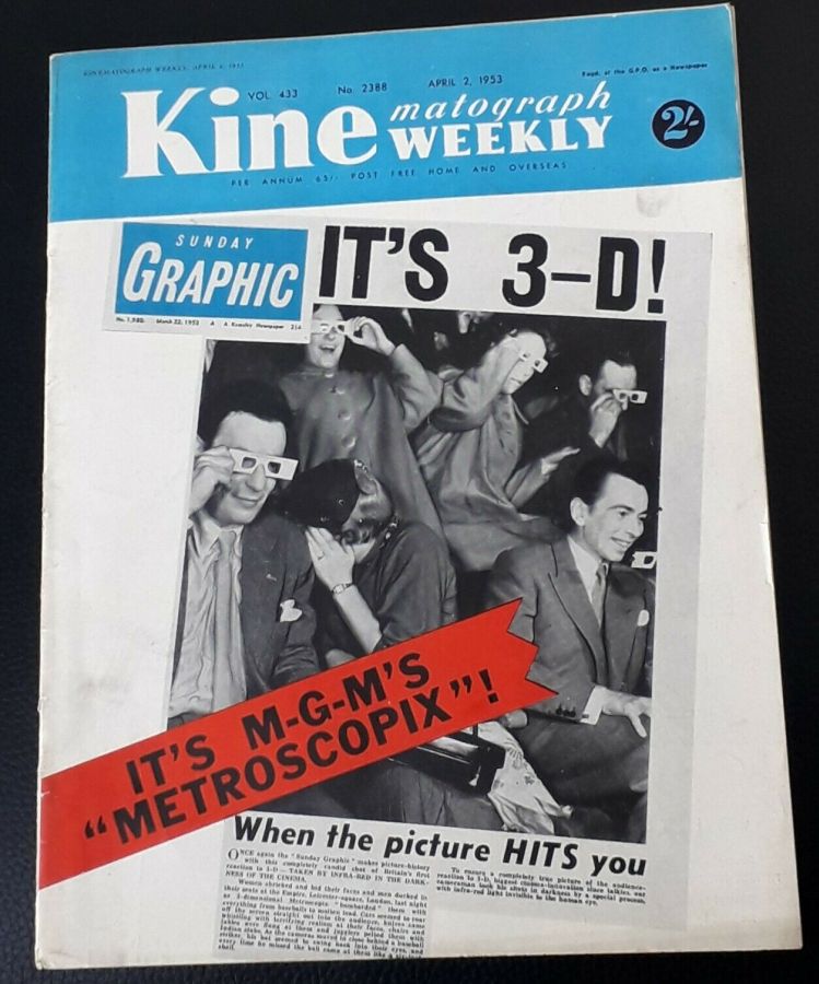 KINE WEEKLY magazine side cover 2 April 1953