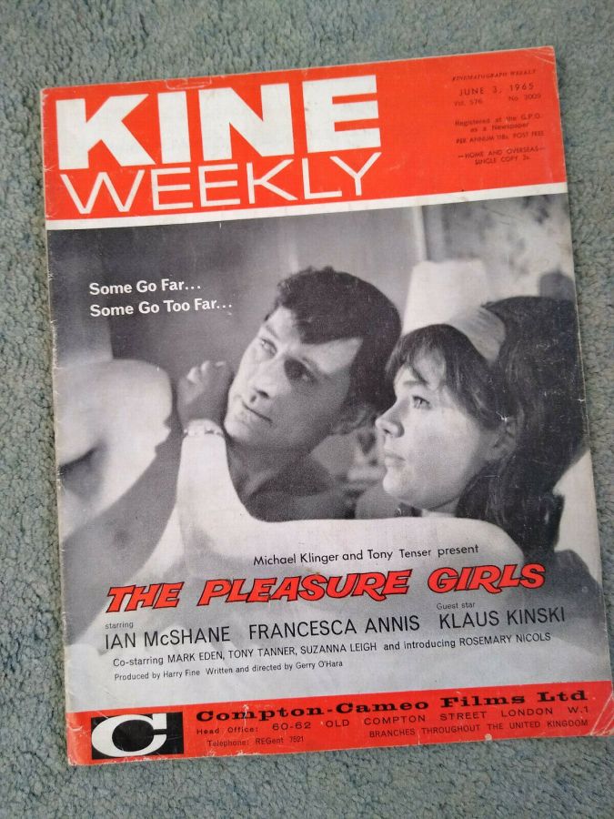 KINE WEEKLY magazine side cover 3 June 1965