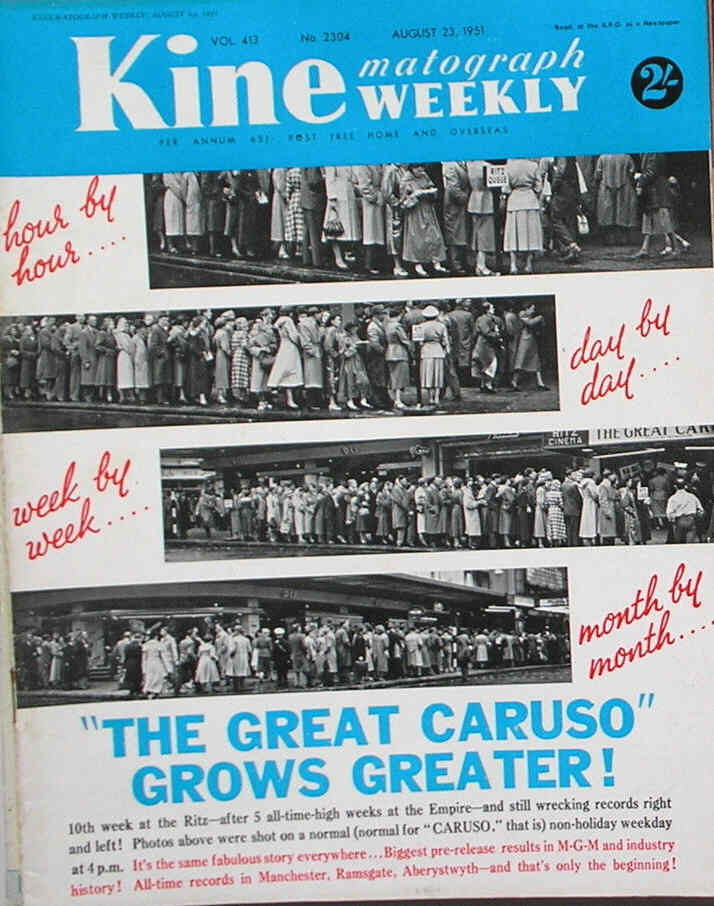 KINE WEEKLY magazine side cover 23 August 1951