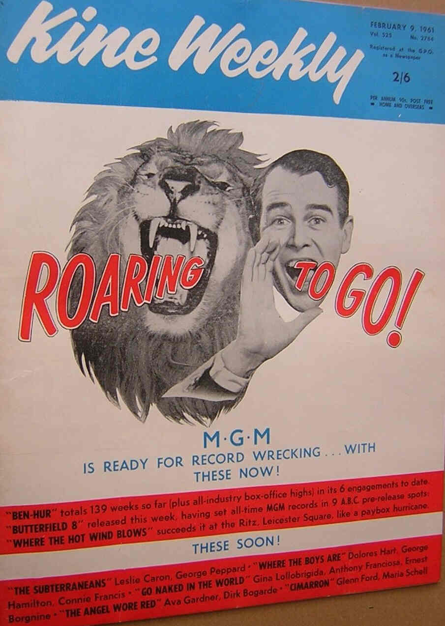KINE WEEKLY magazine side cover 9 February 1961