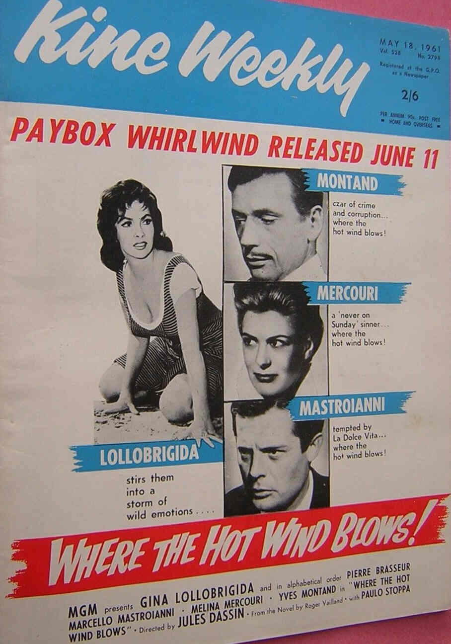 KINE WEEKLY magazine side cover 18 May 1961