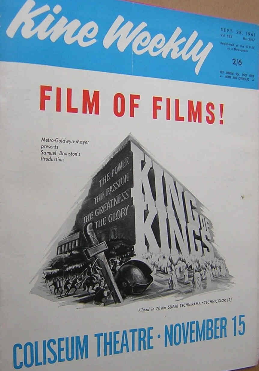 KINE WEEKLY magazine side cover 28 September 1961