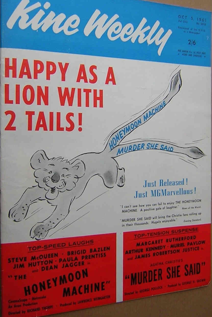 KINE WEEKLY magazine side cover 5 October 1961