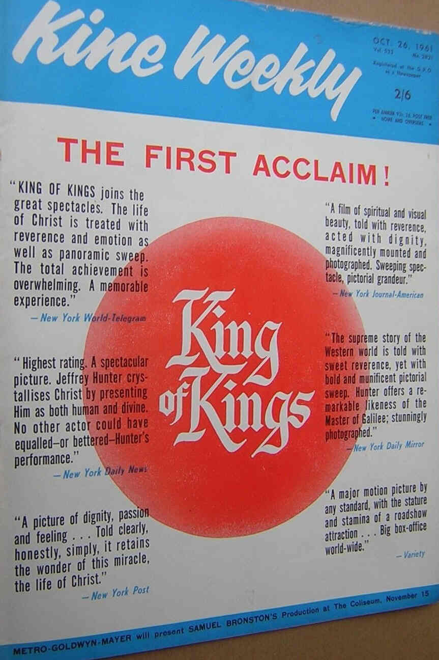 KINE WEEKLY magazine side cover 26 October 1961