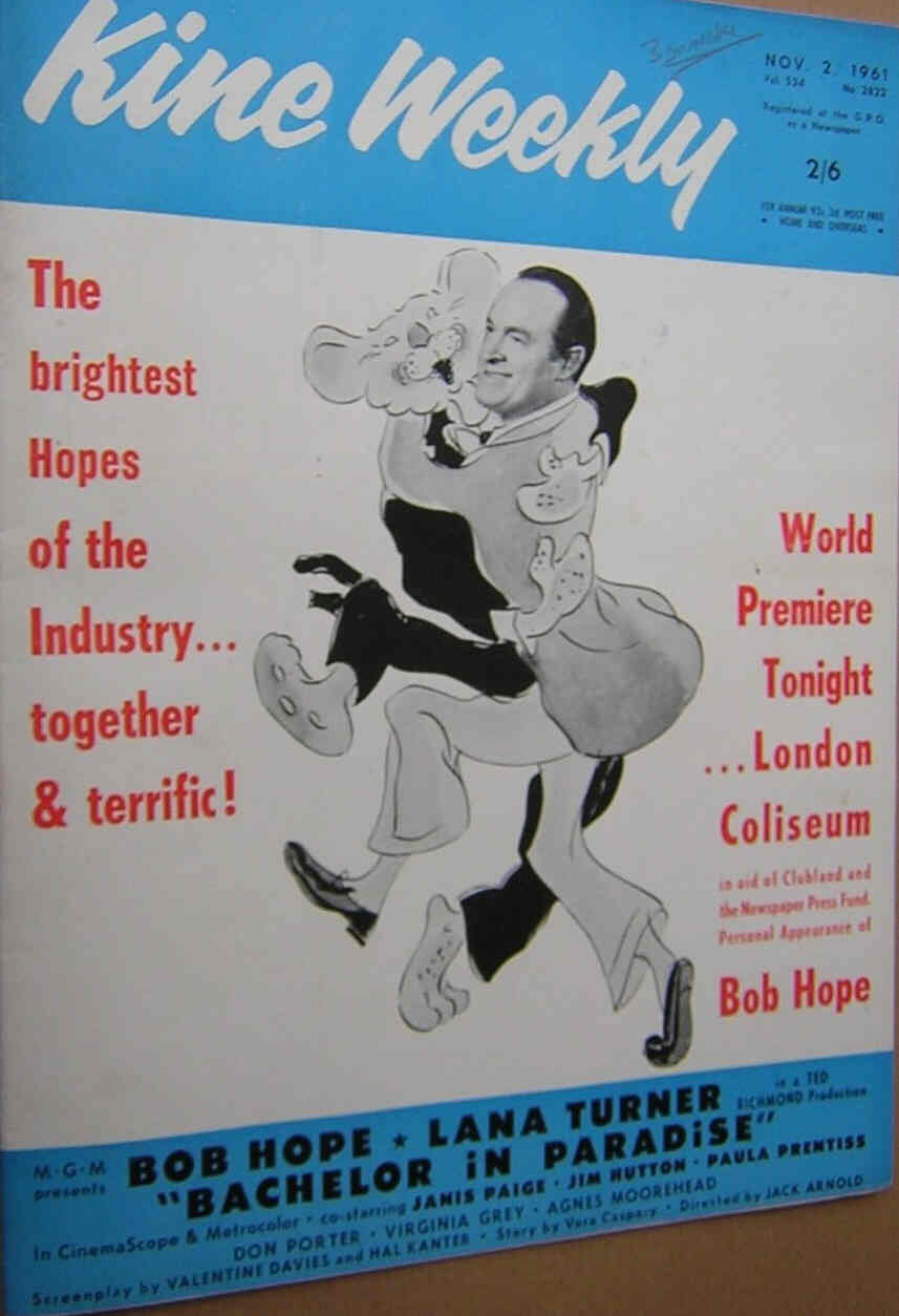 KINE WEEKLY magazine side cover 2 November 1961