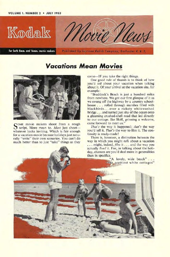 KODAK MOVIE NEWS magazine side cover  Vol 1 No  2  July 1953