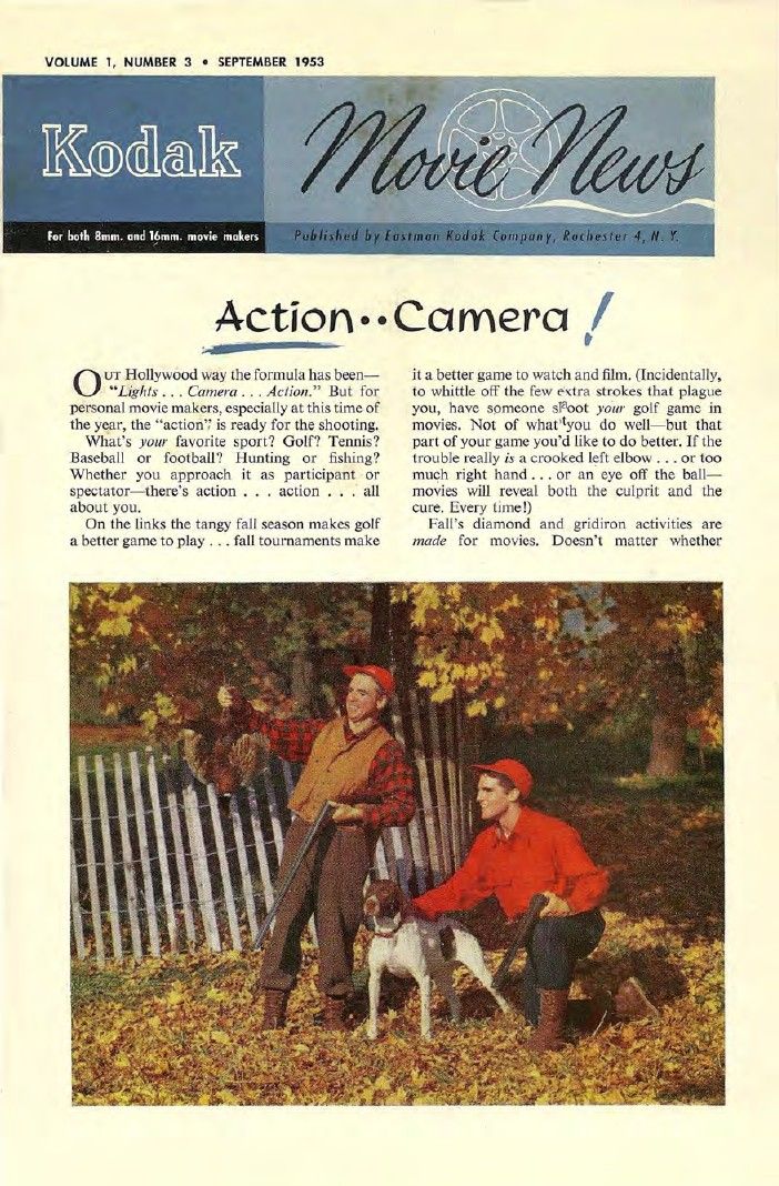 KODAK MOVIE NEWS magazine side cover  Vol 1 No  3  September 1953