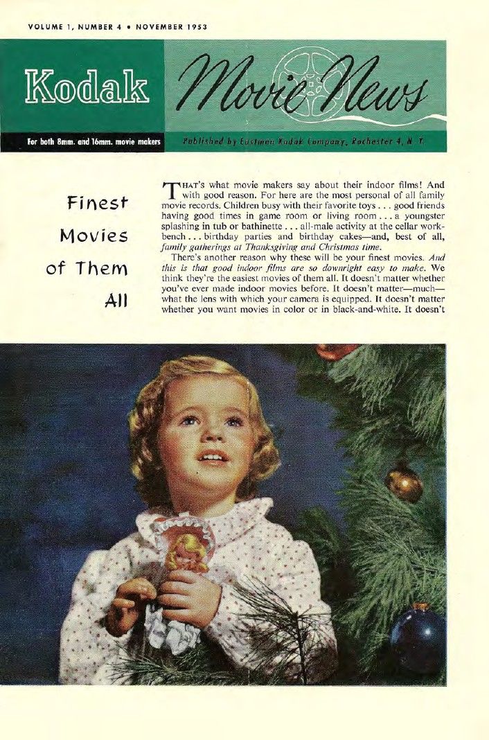 KODAK MOVIE NEWS magazine side cover  Vol 1 No  4  November 1953