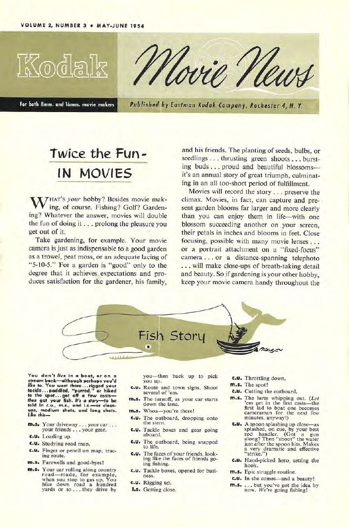 KODAK MOVIE NEWS magazine side cover  Vol 2 No  3  May/June 1954