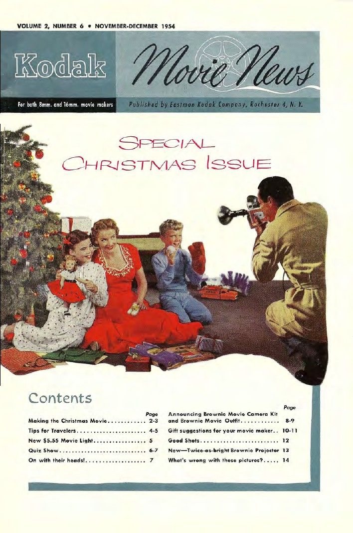 KODAK MOVIE NEWS magazine side cover  Vol 2 No  6  November/December 1954