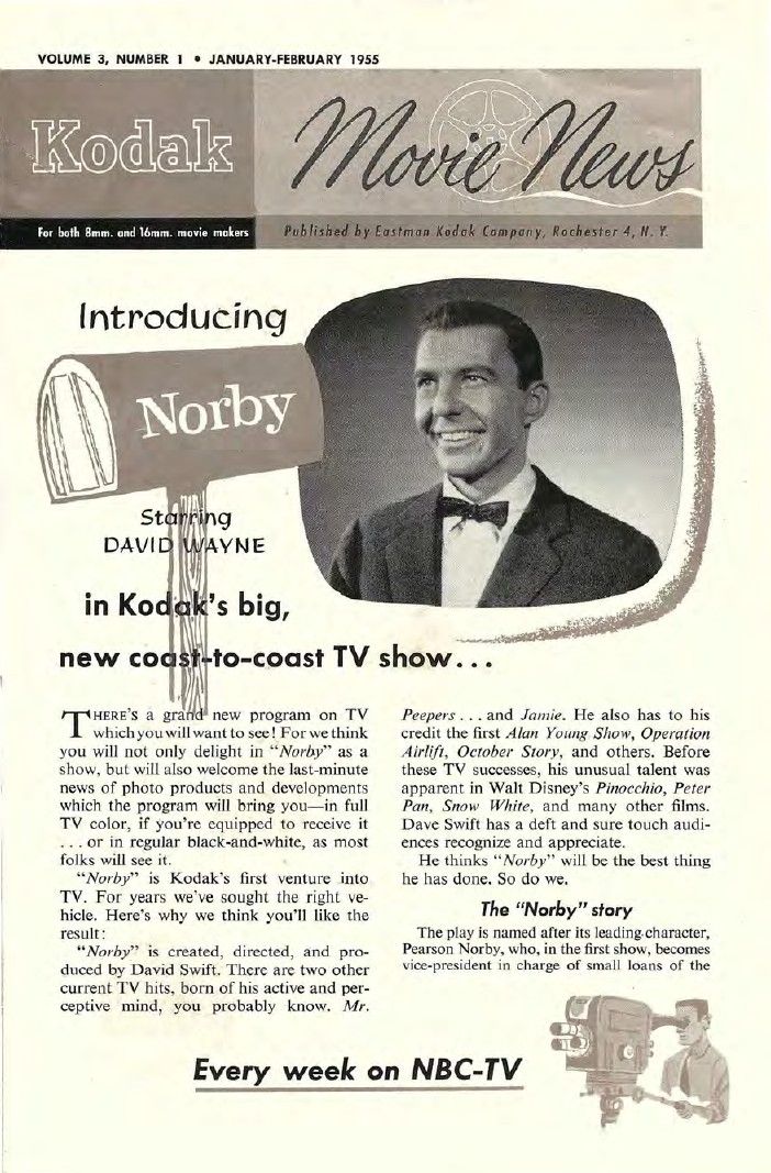 KODAK MOVIE NEWS magazine side cover  Vol 3 No  1  January/February 1955