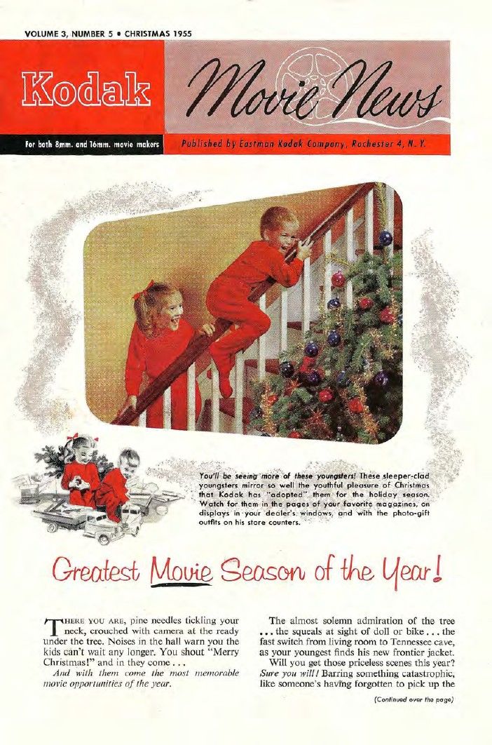 KODAK MOVIE NEWS magazine side cover  Vol 3 No  5  December 1955