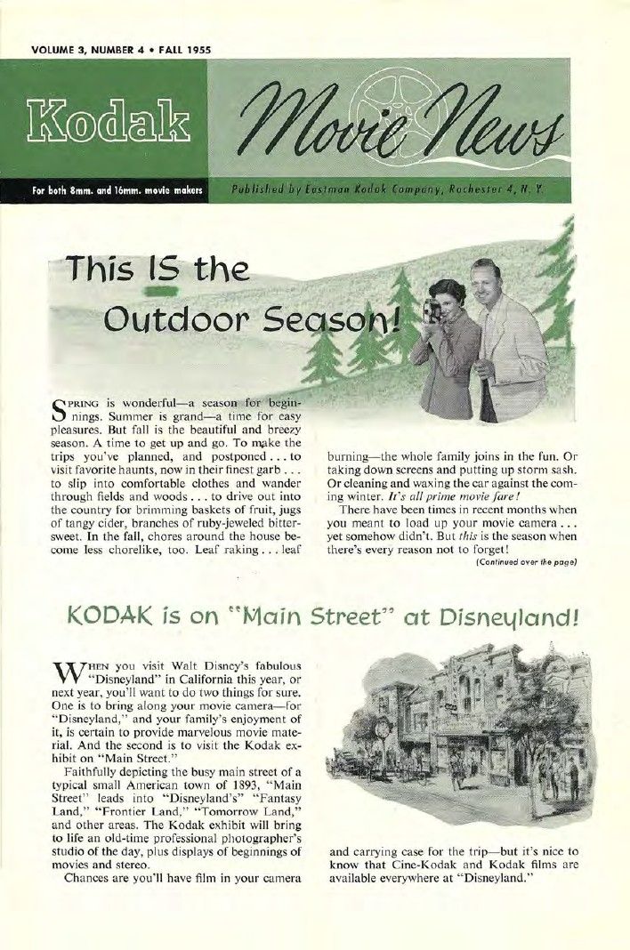 KODAK MOVIE NEWS magazine side cover  Vol 3 No  4 Fall 1955