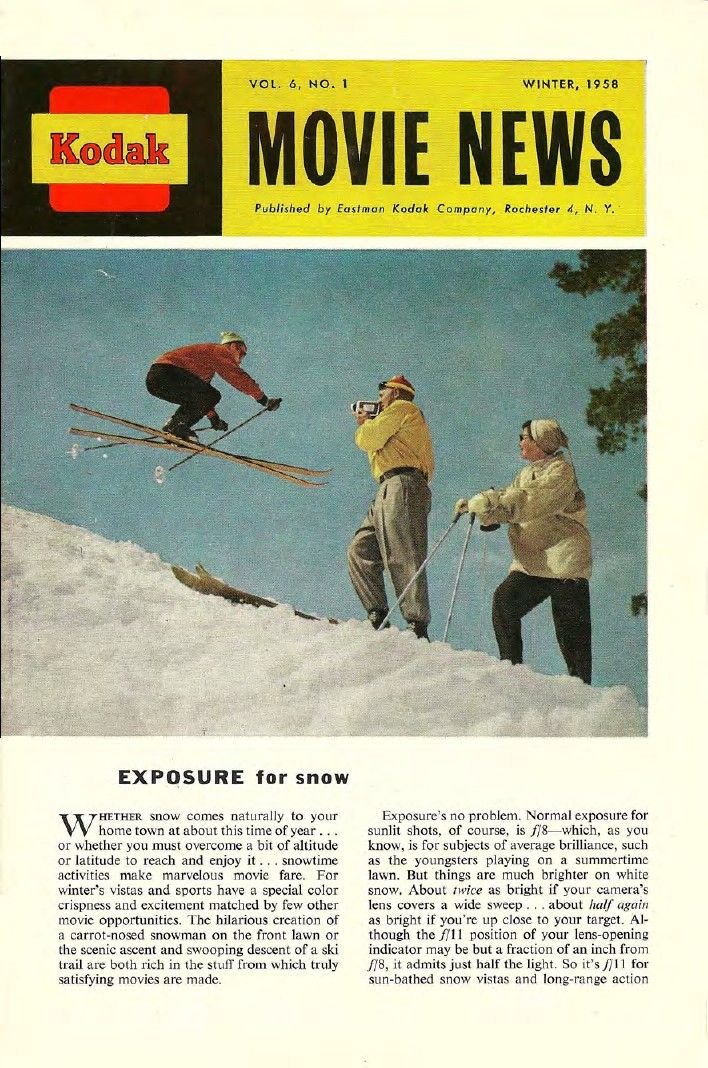 KODAK MOVIE NEWS magazine side cover  Vol 6 No  1 Winter 1958