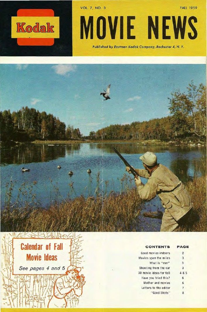 KODAK MOVIE NEWS magazine side cover  Vol 7 No  3 Fall 1959