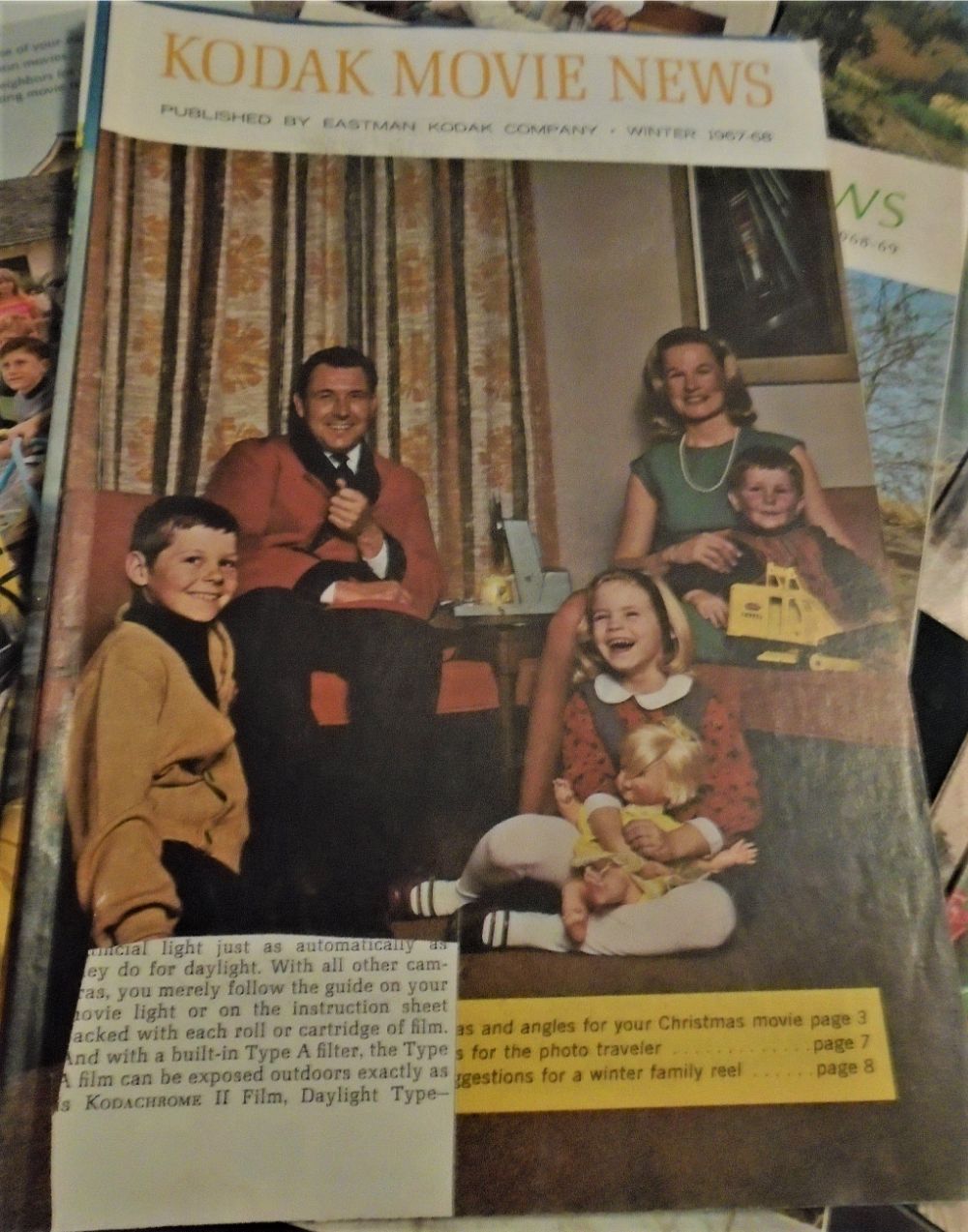 KODAK MOVIE NEWS magazine side cover Winter 1967