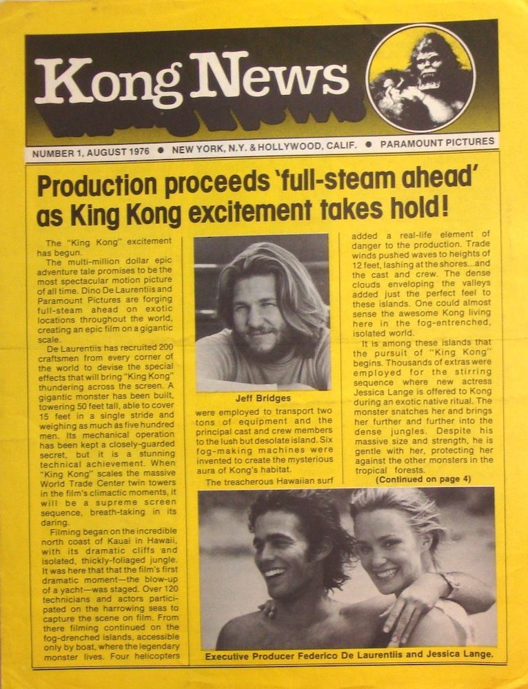 KONG NEWS magazine side cover Issue 1 August 1976