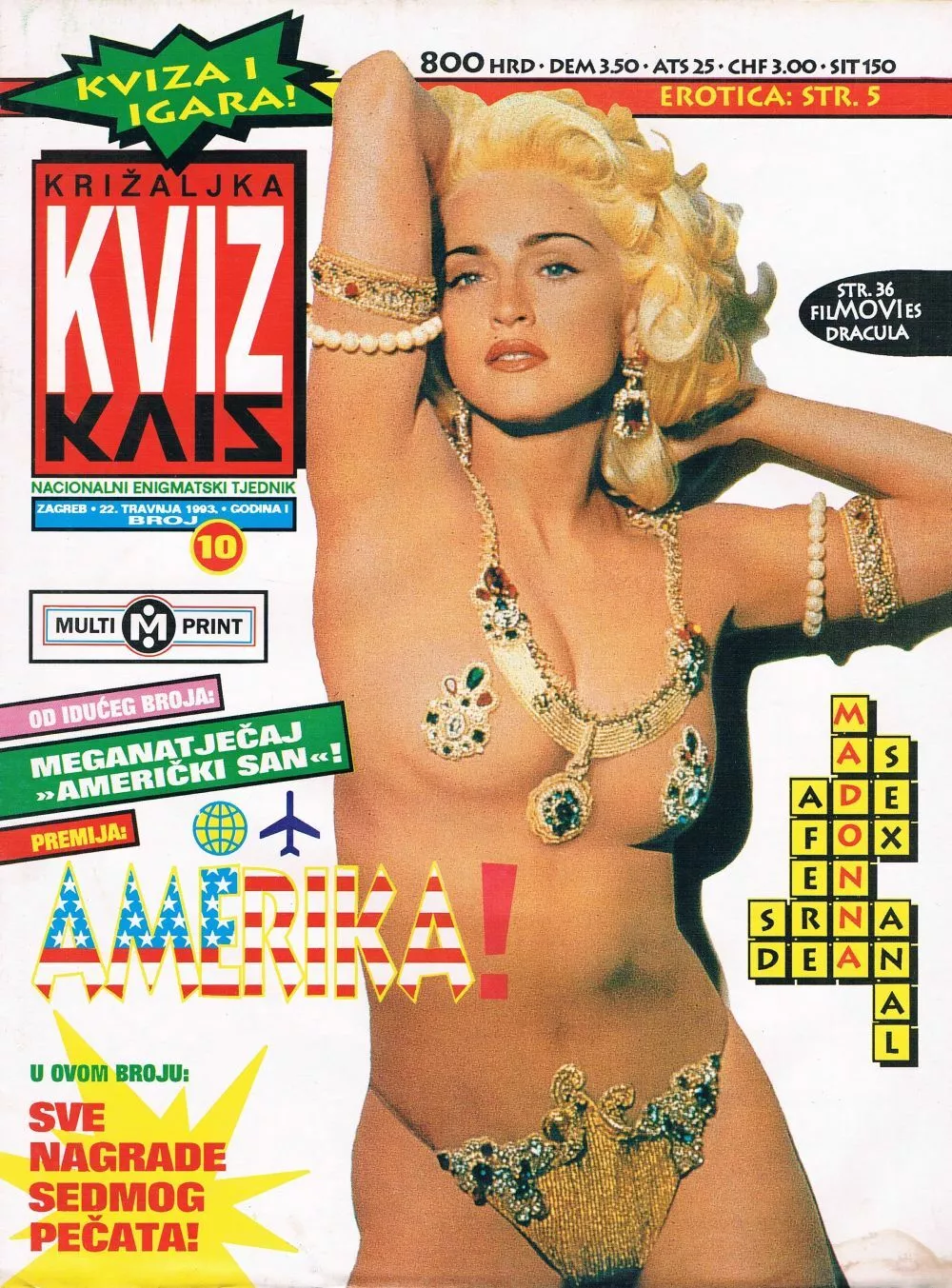 KRIZALJKA KVIZ magazine side cover Issue 10 22 April 1993