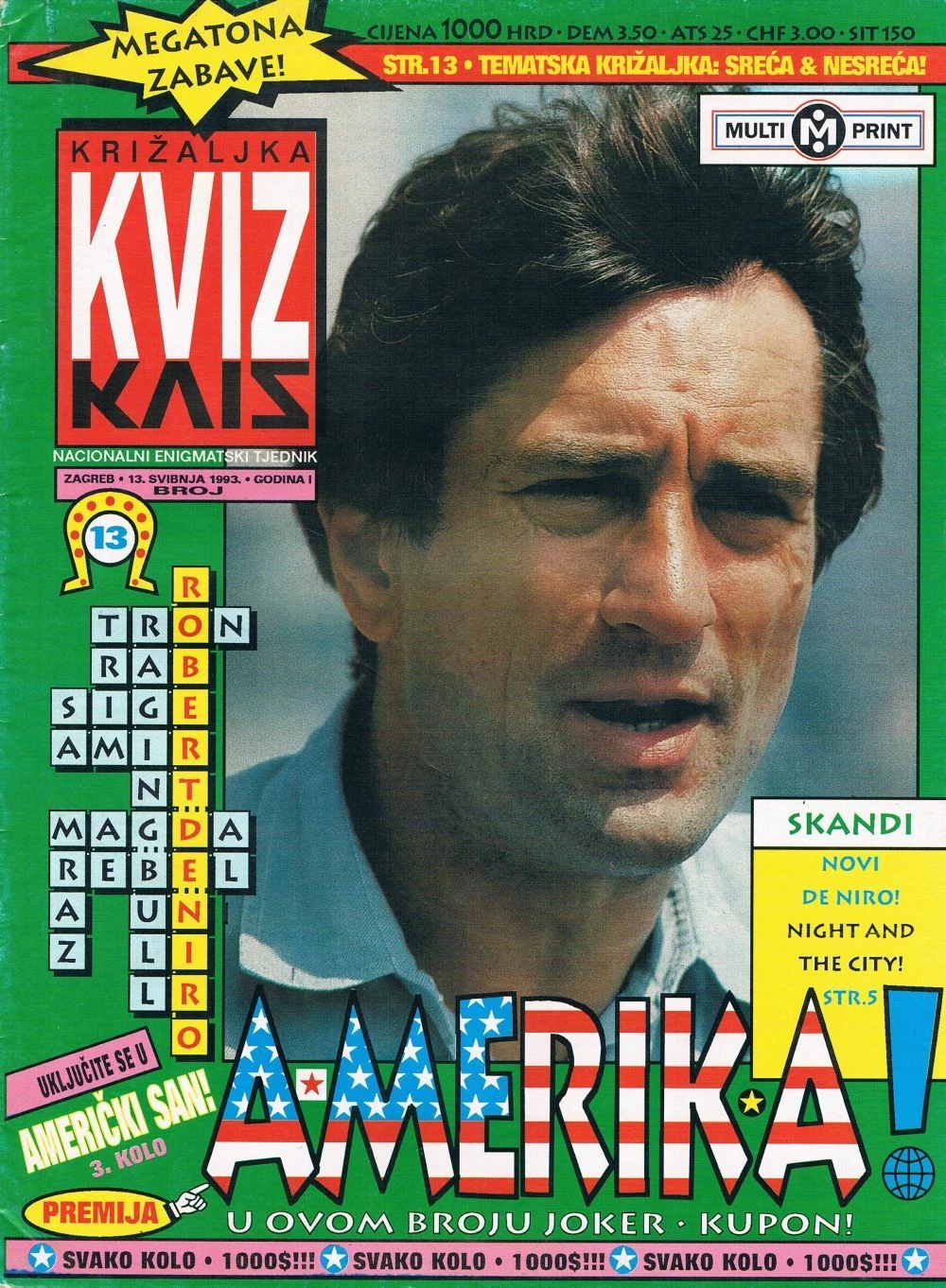 KRIZALJKA KVIZ magazine side cover Issue 13 13 May 1993