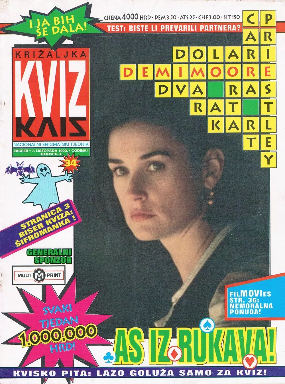 KRIZALJKA KVIZ magazine side cover Issue 34 7 October 1993