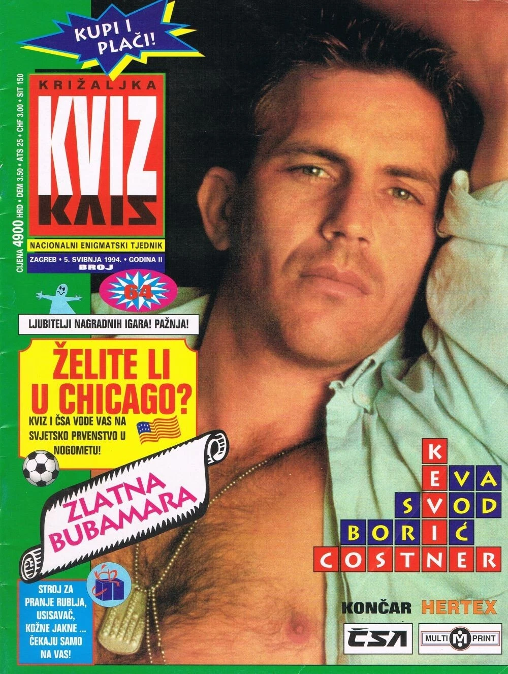 KRIZALJKA KVIZ magazine side cover Issue 64 5 May 1994