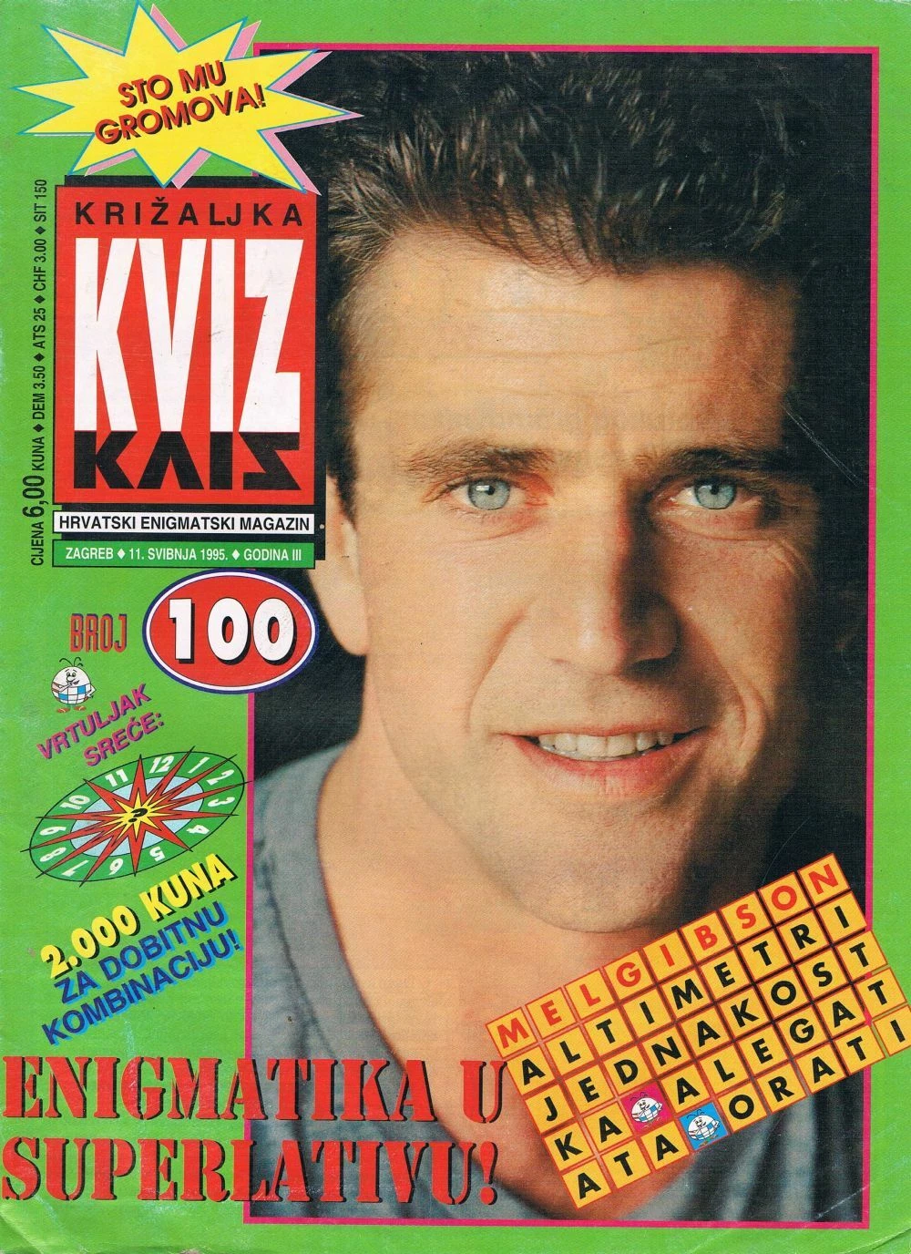 KRIZALJKA KVIZ magazine side cover Issue 100 11 May 1995