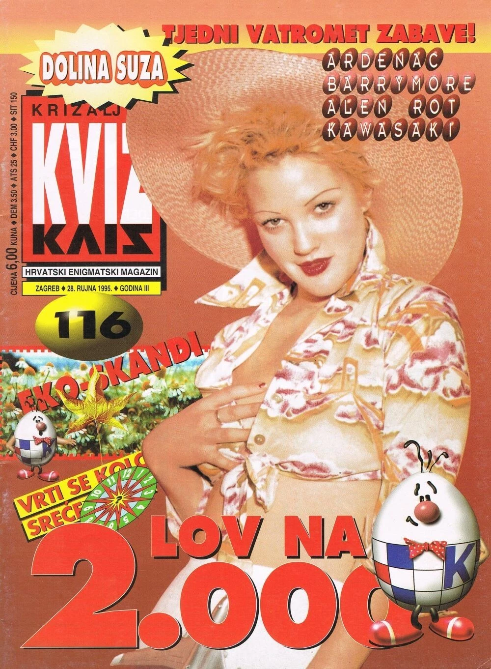 KRIZALJKA KVIZ magazine side cover Issue 116 28 September 1995