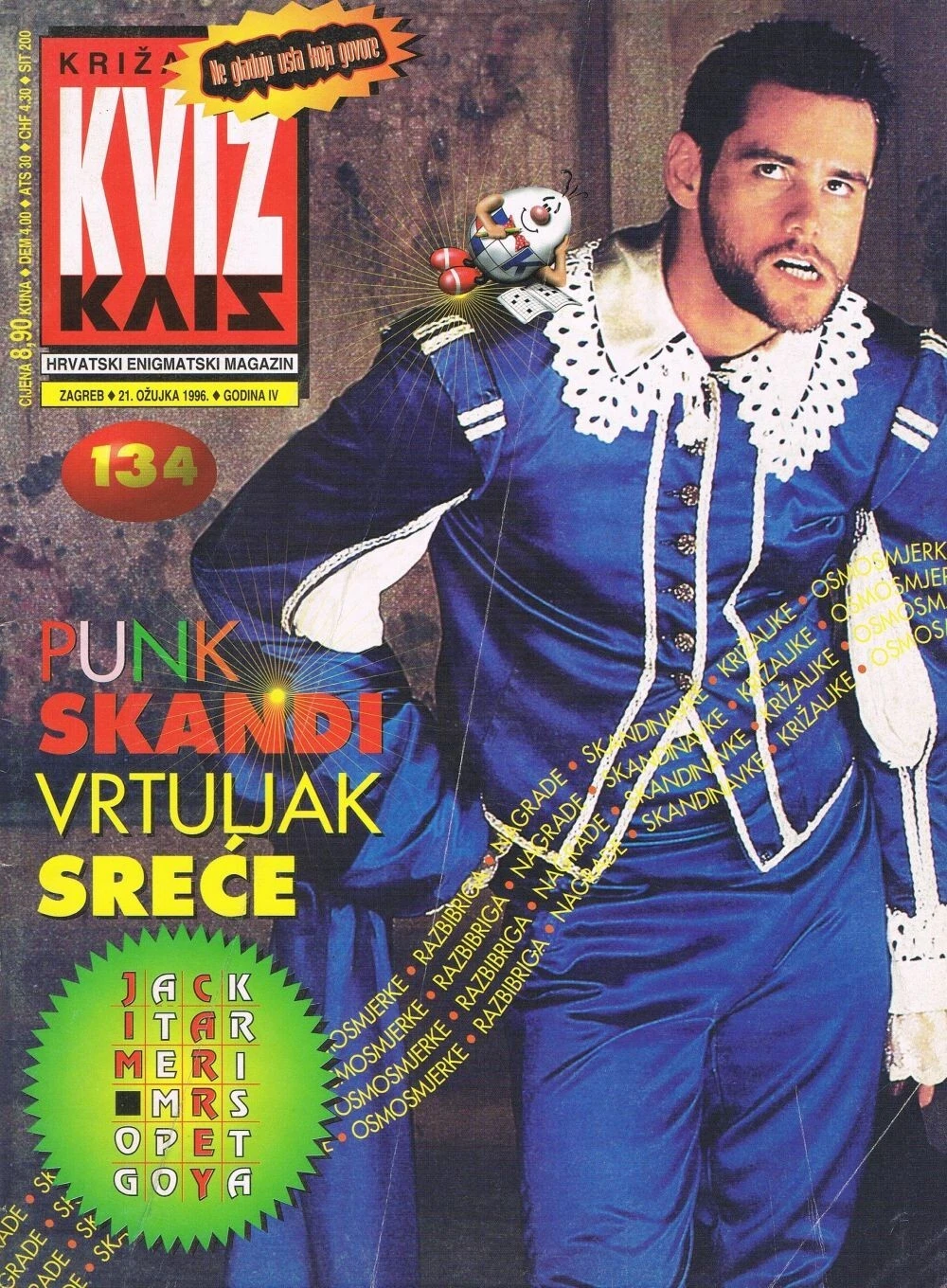 KRIZALJKA KVIZ magazine side cover Issue 134 21 March 1996
