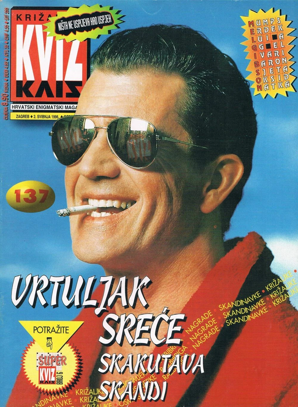 KRIZALJKA KVIZ magazine side cover Issue 137 2 May 1996