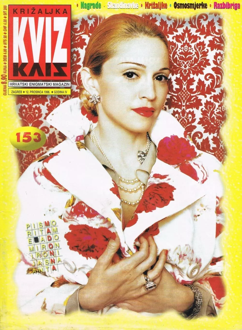 KRIZALJKA KVIZ magazine side cover Issue 153 12 December 1996