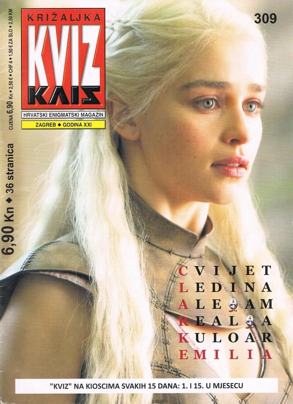 KRIZALJKA KVIZ magazine side cover Issue 309   2013