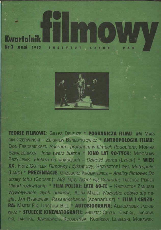 KWARTALNIK FILMOWY magazine side cover Issue 3 Autumn 1993