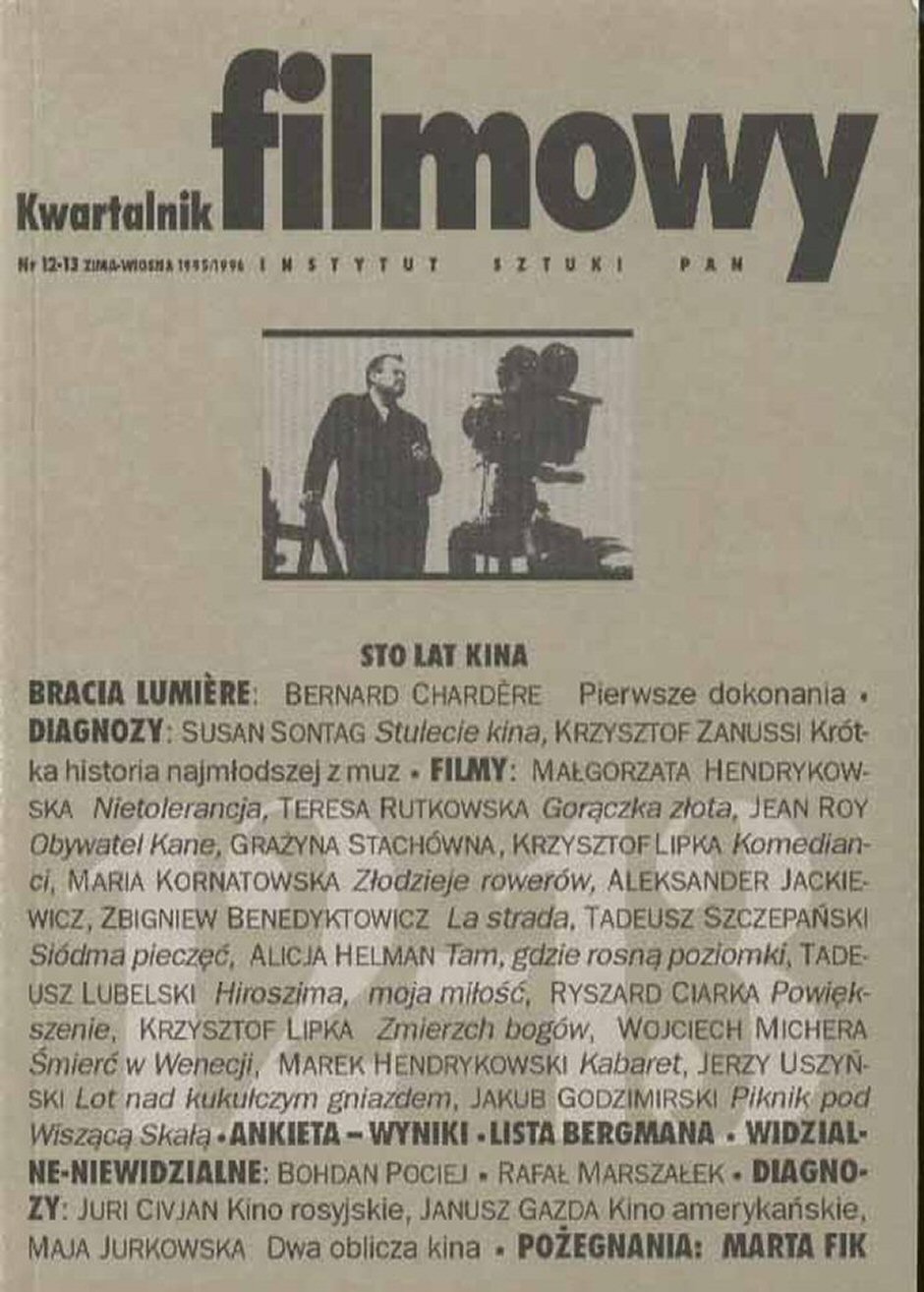 KWARTALNIK FILMOWY magazine side cover Issue 12-13 Winter 1995