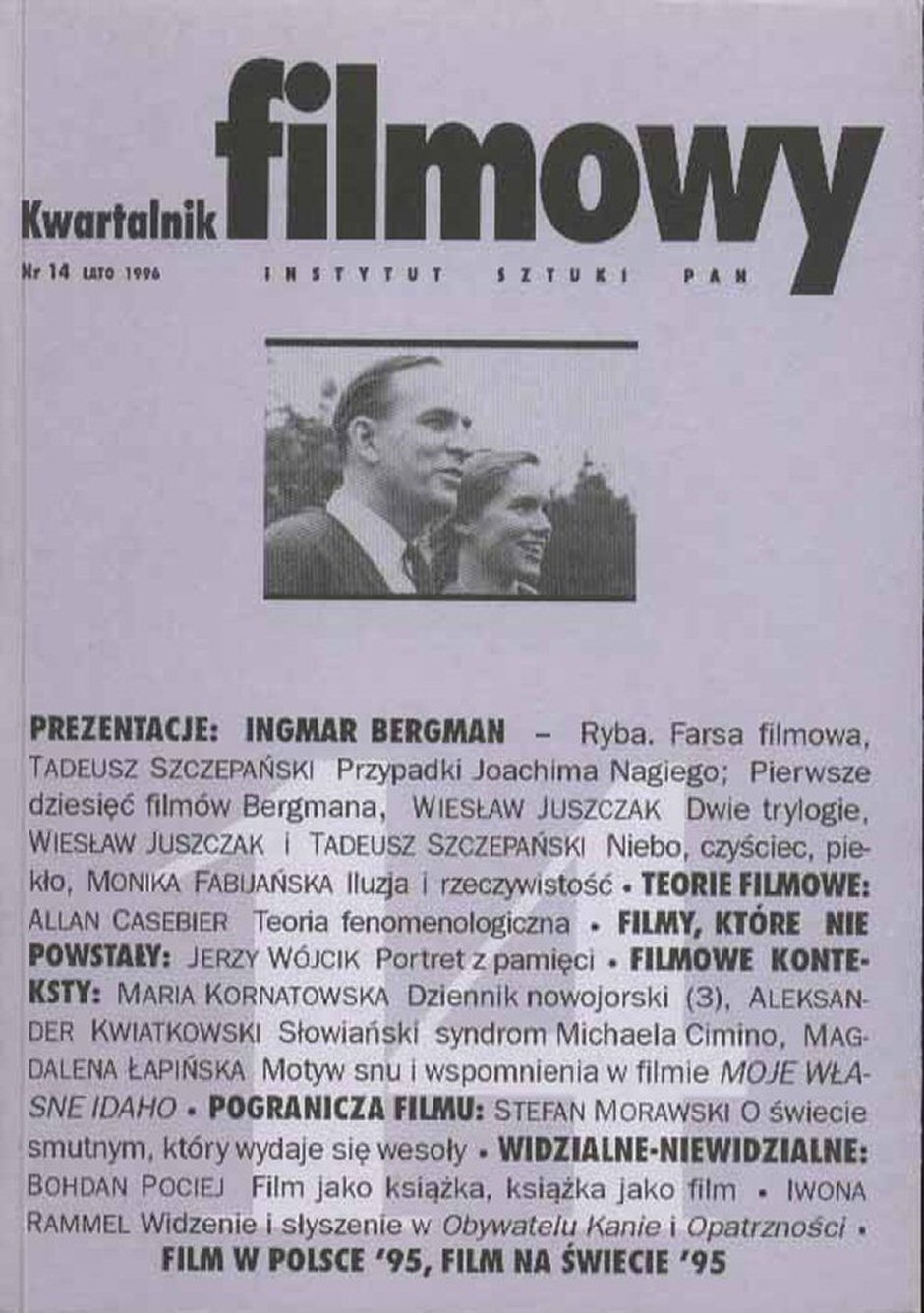 KWARTALNIK FILMOWY magazine side cover Issue 14 Summer 1996