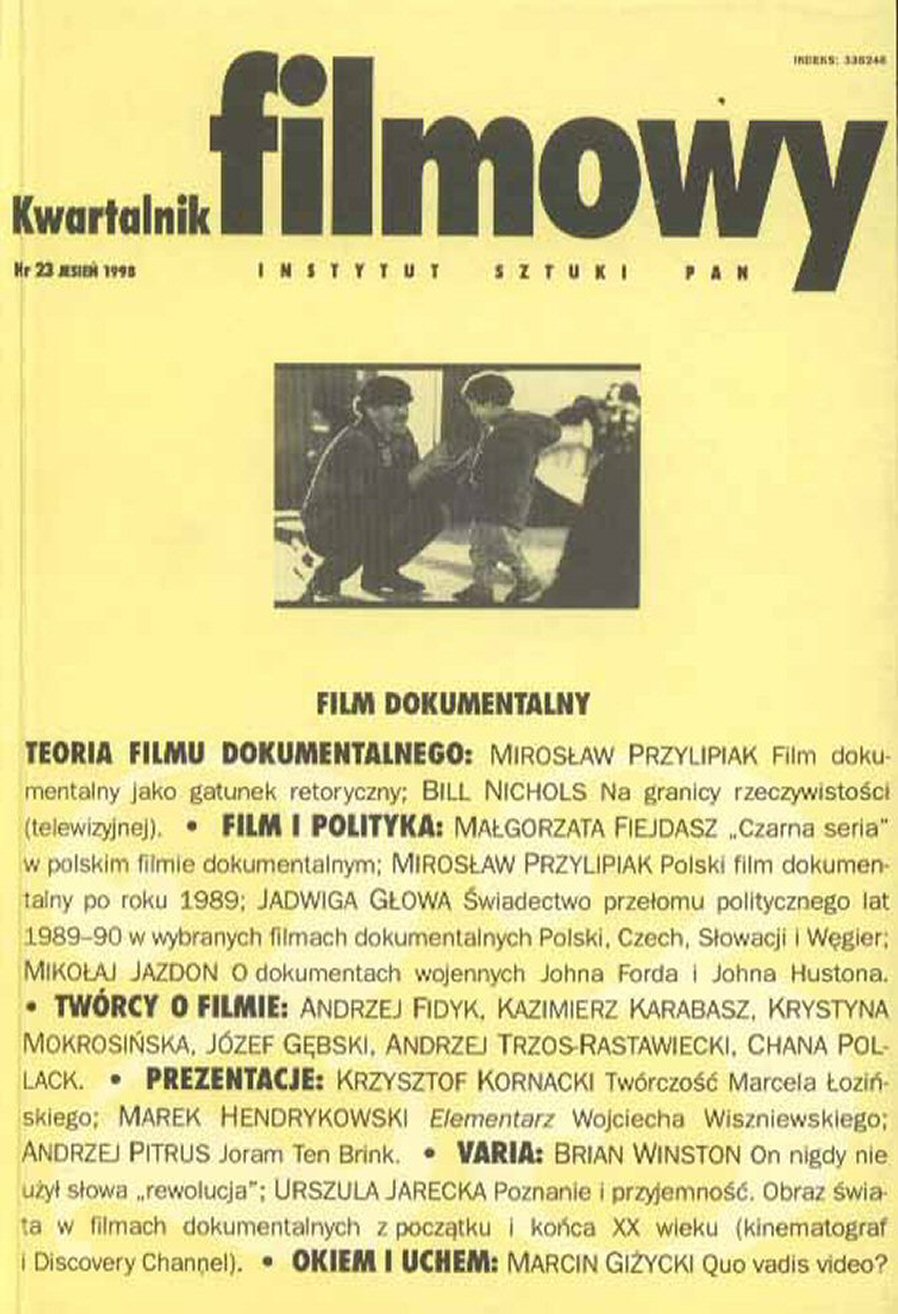 KWARTALNIK FILMOWY magazine side cover Issue 23 Autumn 1998
