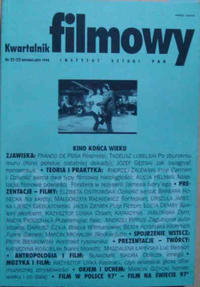 KWARTALNIK FILMOWY magazine side cover Issue 21/22 Summer 1998