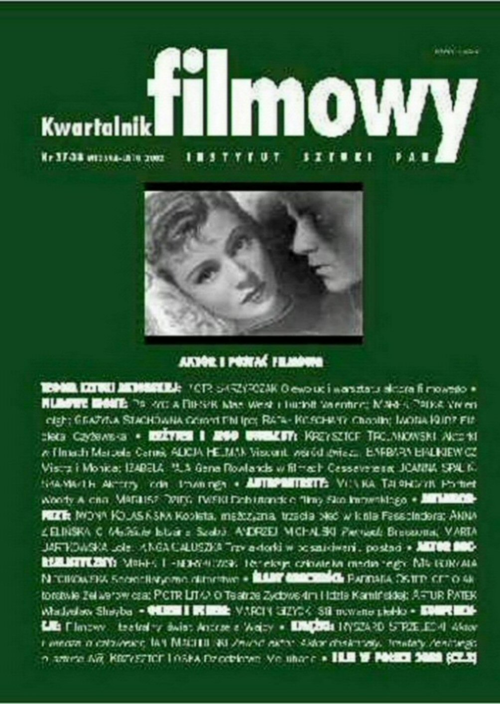 KWARTALNIK FILMOWY magazine side cover Issue 37-38 Spring 2002