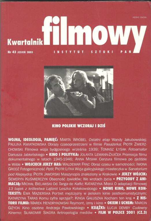 KWARTALNIK FILMOWY magazine side cover Issue 43 Autumn 2003
