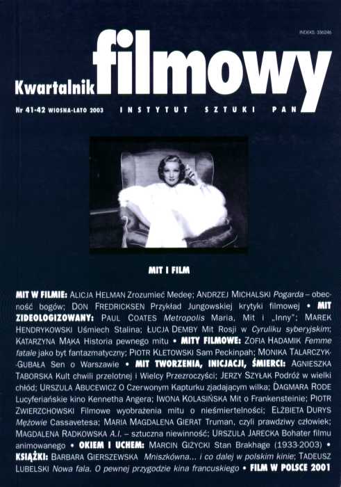 KWARTALNIK FILMOWY magazine side cover Issue 41/42 Summer 2003
