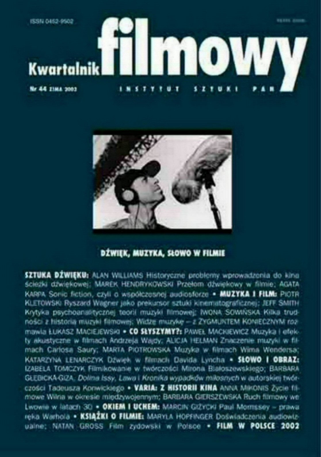KWARTALNIK FILMOWY magazine side cover Issue 44 Winter 2003
