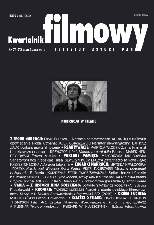 KWARTALNIK FILMOWY magazine side cover Issue 71/72 Fall/Winter 2010