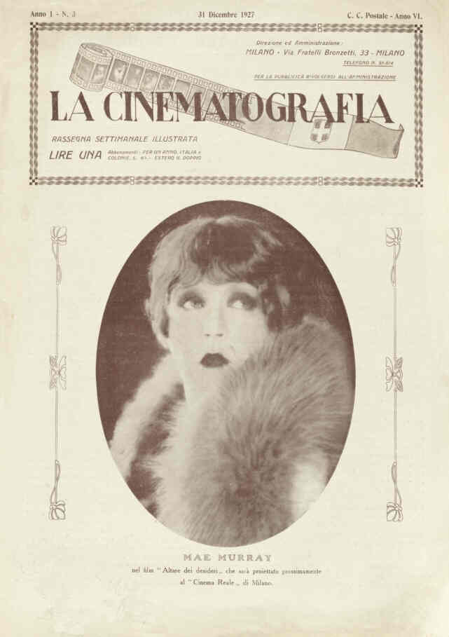 LA CINEMATOGRAFIA magazine side cover Issue 3 31 December 1927