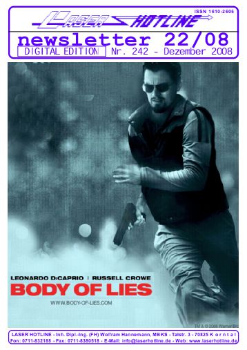LASER HOTLINE magazine side cover Issue 242 December 2008