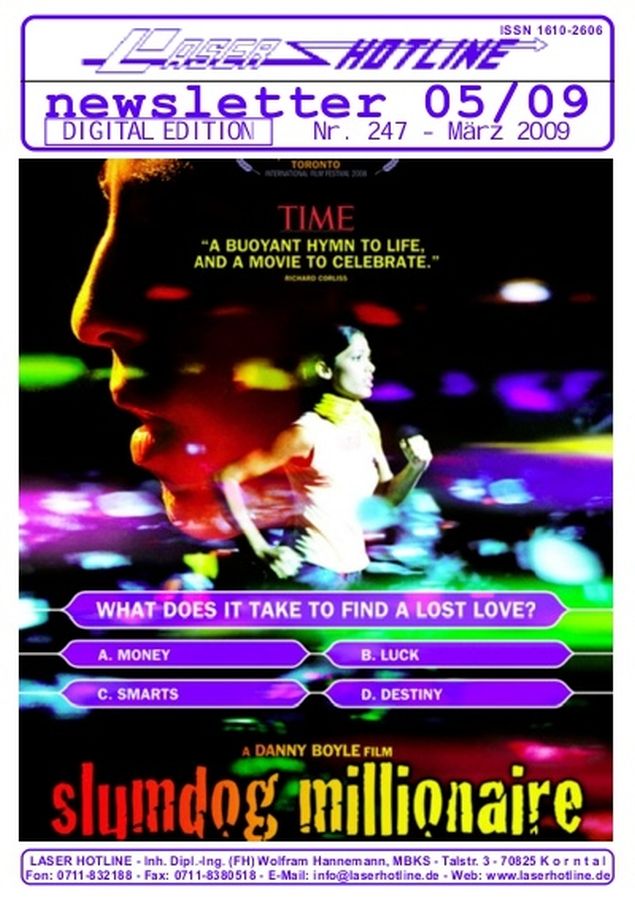 LASER HOTLINE magazine side cover Issue 247 March 2009
