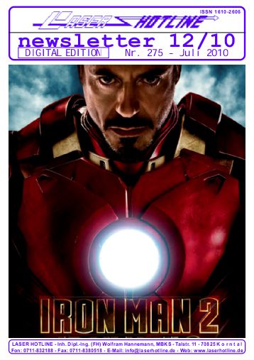 LASER HOTLINE magazine side cover Issue 275 July 2010