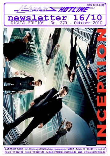 LASER HOTLINE magazine side cover Issue 279 October 2010