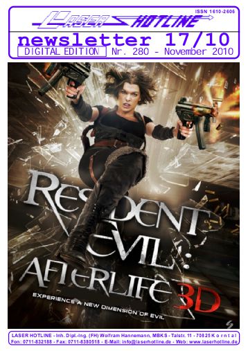 LASER HOTLINE magazine side cover Issue 280 November 2010