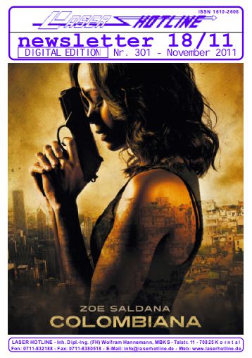 LASER HOTLINE magazine side cover Issue 301 November 2011